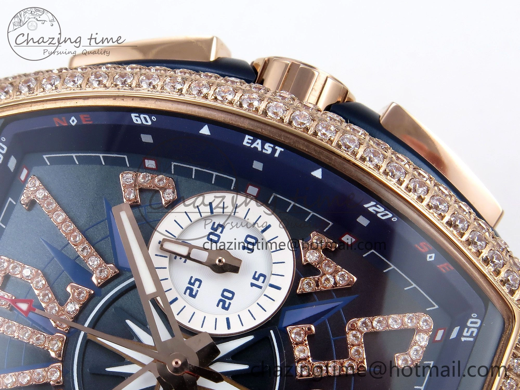 Vanguard Chrono RG Diamonds ABF 1:1 Best Edition Blue Dial on Blue Nylon Strap A7750