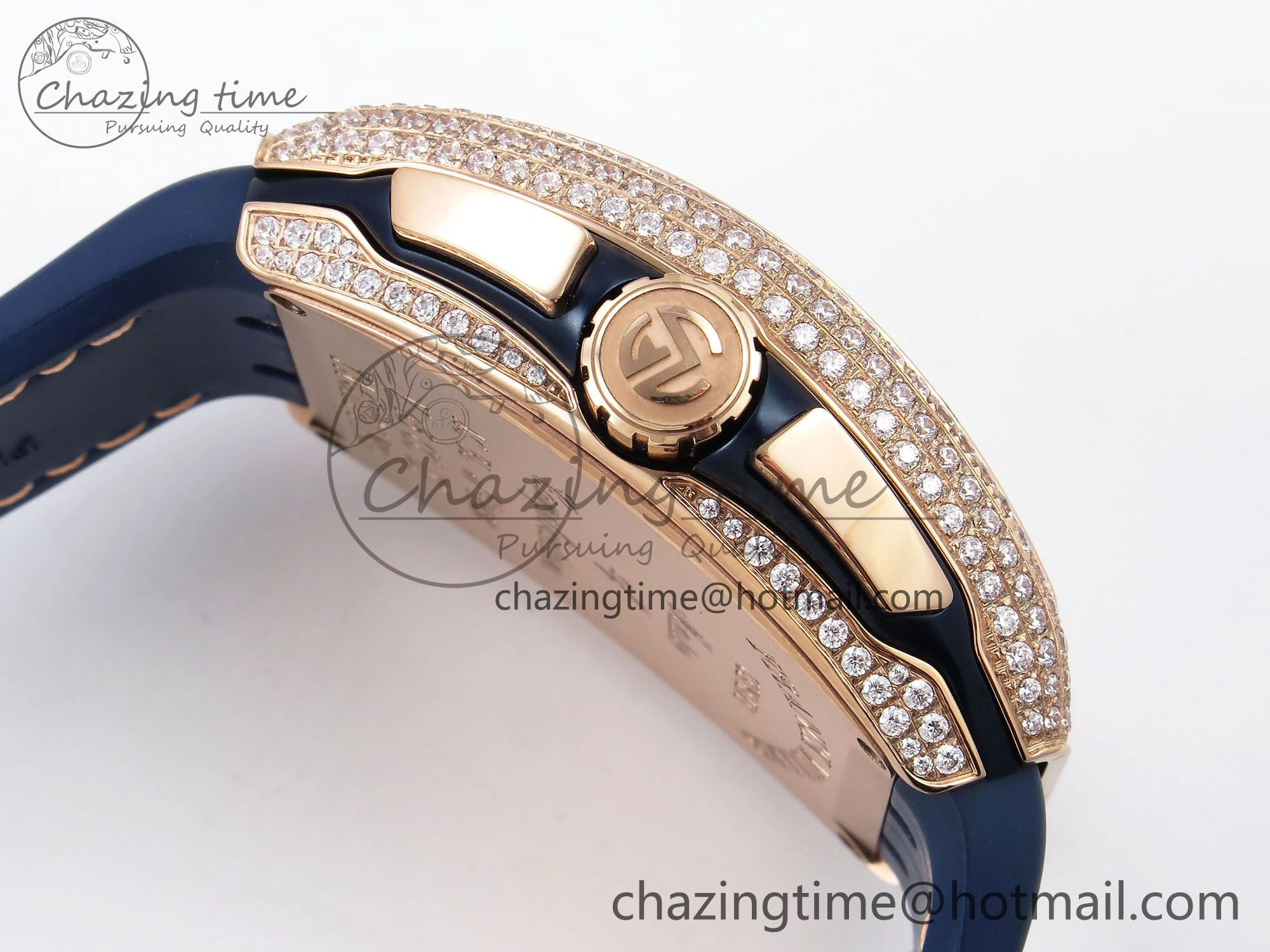 Vanguard Chrono RG Diamonds ABF 1:1 Best Edition Blue Dial on Blue Nylon Strap A7750