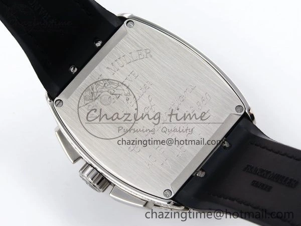 Vanguard Chrono SS ABF 1:1 Best Edition Black Dial Full Diamonds on Black Leather Strap A7750