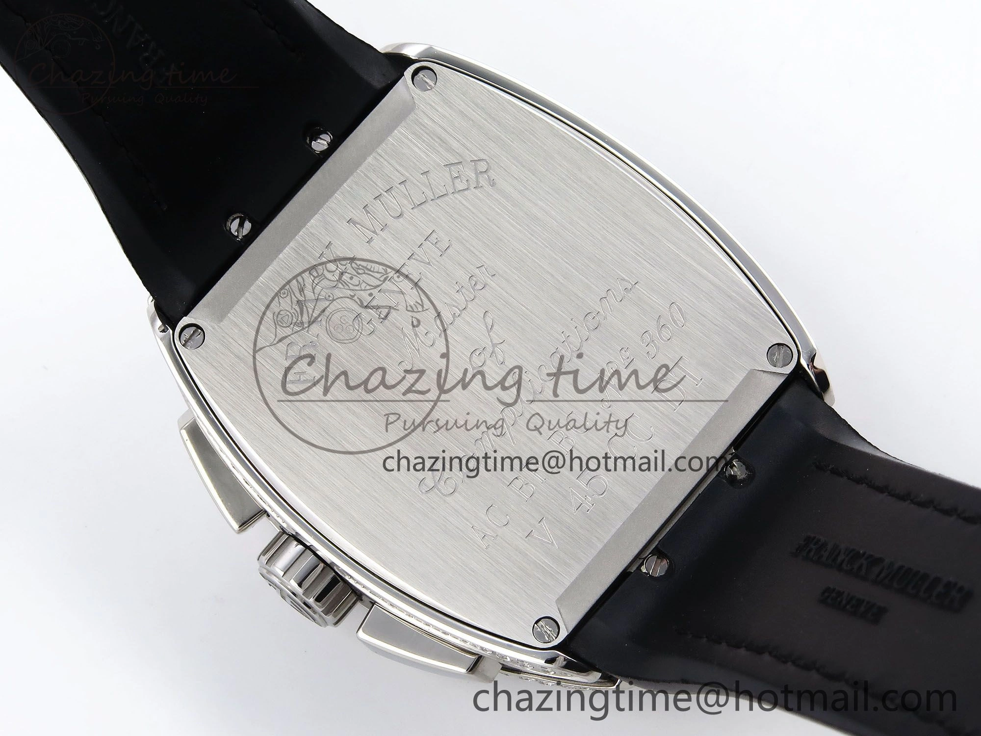 Vanguard Chrono SS ABF 1:1 Best Edition Black Dial Full Diamonds on Black Leather Strap A7750