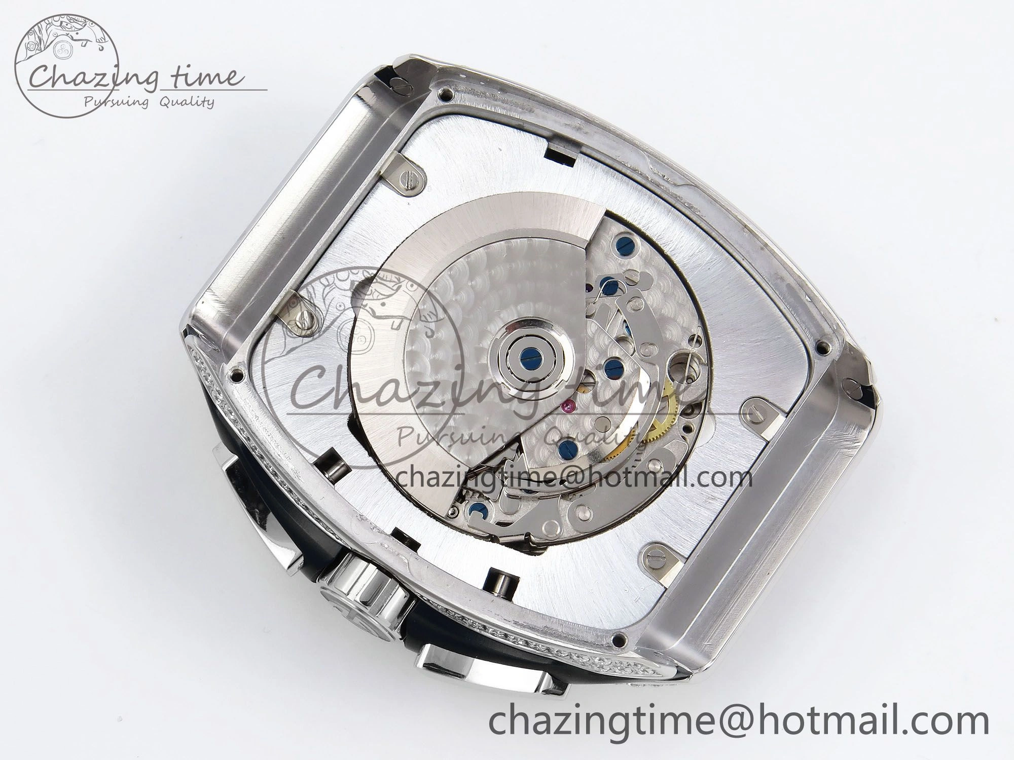 Vanguard Chrono SS ABF 1:1 Best Edition Black Dial Full Diamonds on Black Leather Strap A7750