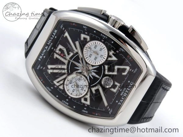 Vanguard Chrono SS ABF 1:1 Best Edition Black Dial on Black Leather Strap A7750
