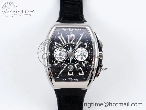 Vanguard Chrono SS ABF 1:1 Best Edition Black Dial on Black Leather Strap A7750
