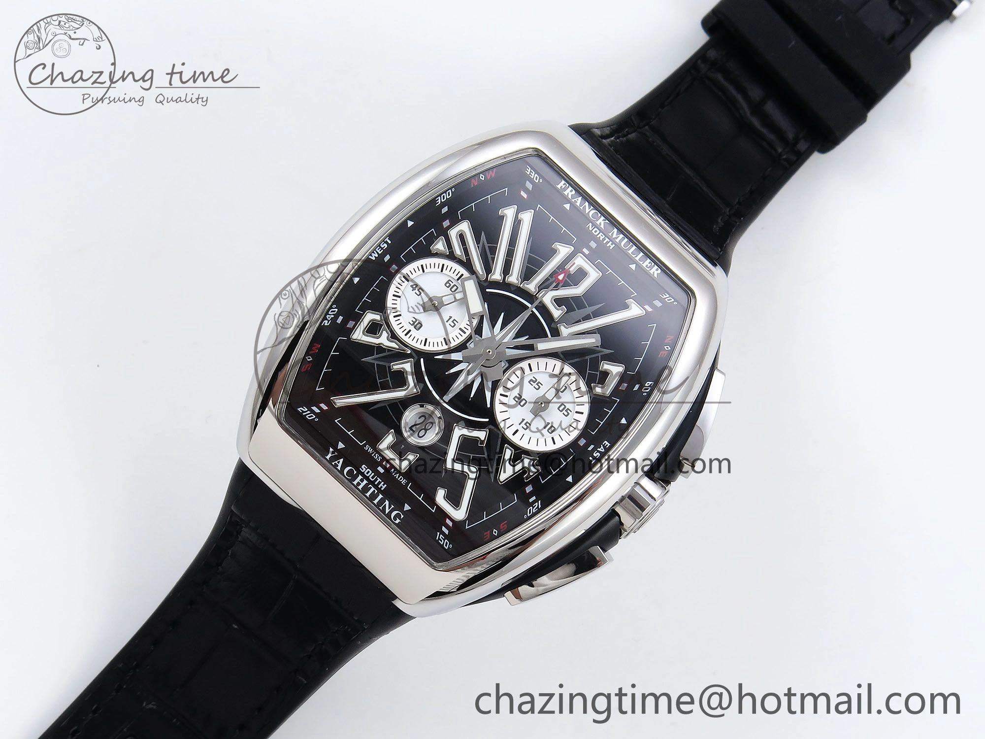 Vanguard Chrono SS ABF 1:1 Best Edition Black Dial on Black Leather Strap A7750