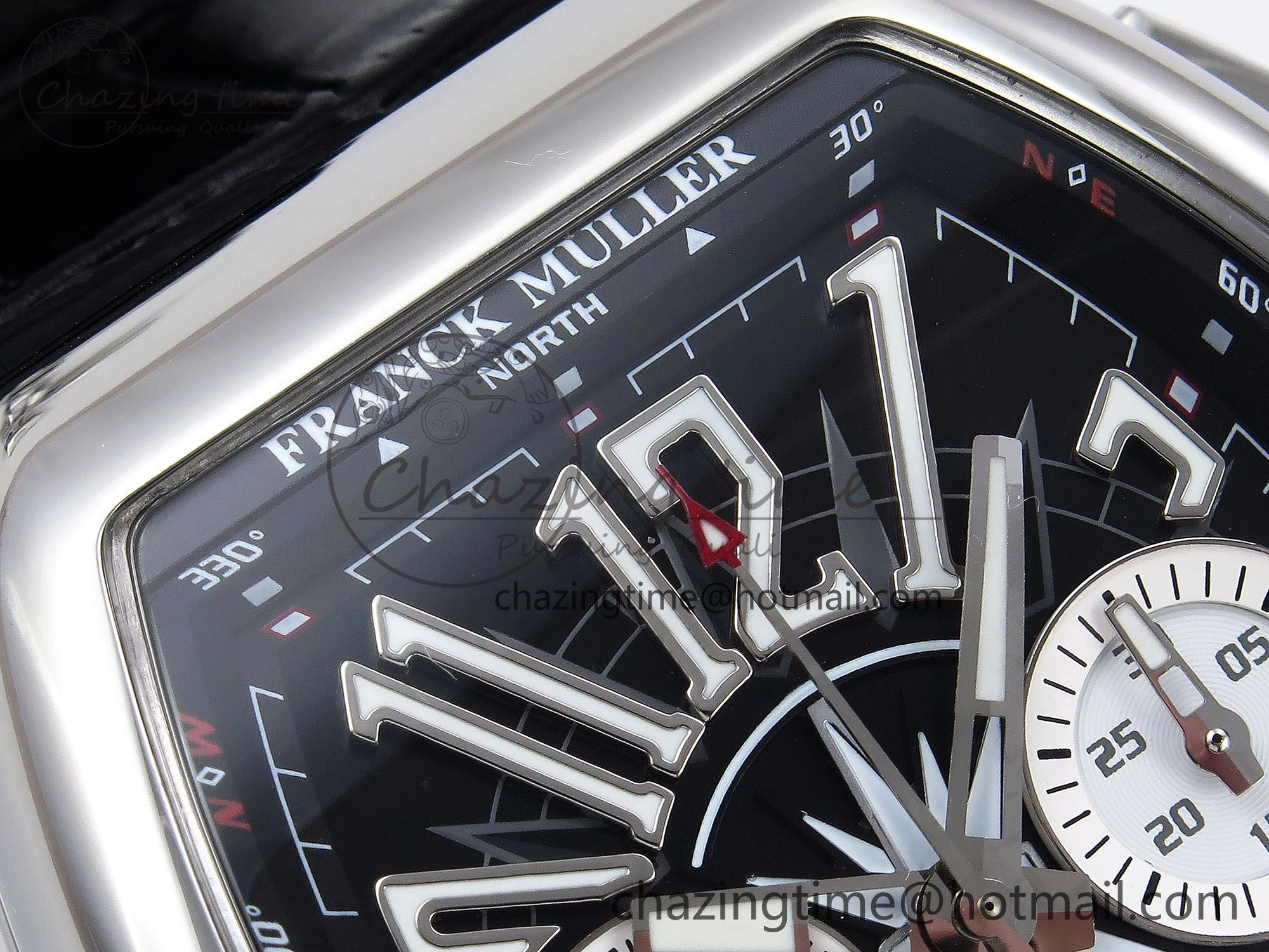 Vanguard Chrono SS ABF 1:1 Best Edition Black Dial on Black Leather Strap A7750