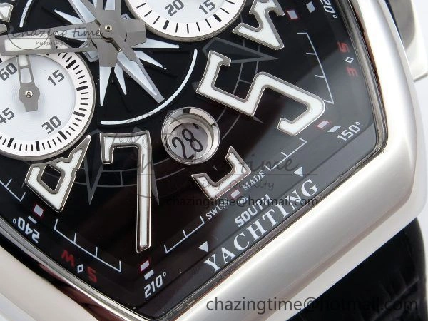 Vanguard Chrono SS ABF 1:1 Best Edition Black Dial on Black Leather Strap A7750