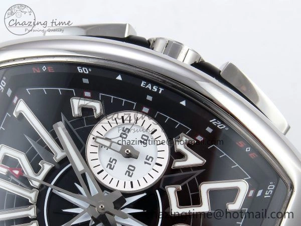 Vanguard Chrono SS ABF 1:1 Best Edition Black Dial on Black Leather Strap A7750
