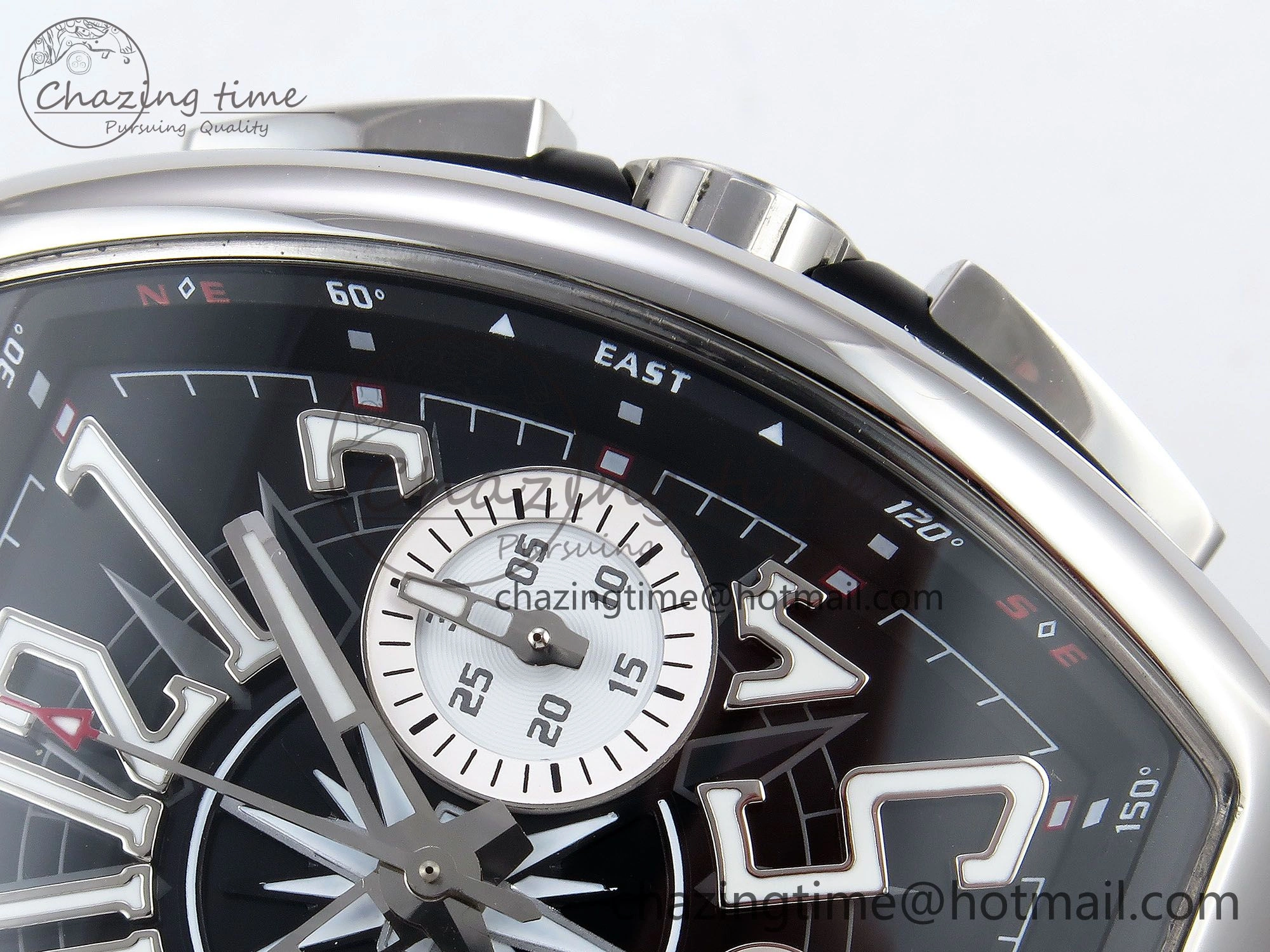 Vanguard Chrono SS ABF 1:1 Best Edition Black Dial on Black Leather Strap A7750