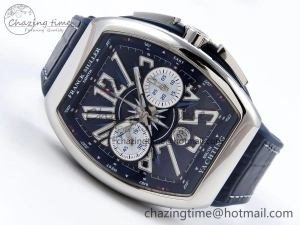 Vanguard Chrono SS ABF 1:1 Best Edition Blue Dial on Blue Leather Strap A7750