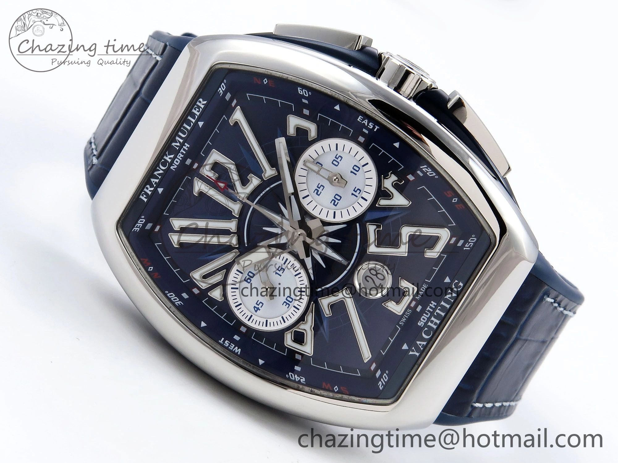 Vanguard Chrono SS ABF 1:1 Best Edition Blue Dial on Blue Leather Strap A7750