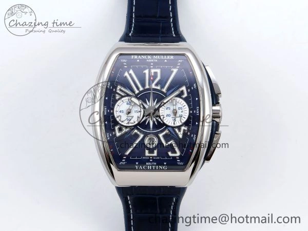 Vanguard Chrono SS ABF 1:1 Best Edition Blue Dial on Blue Leather Strap A7750