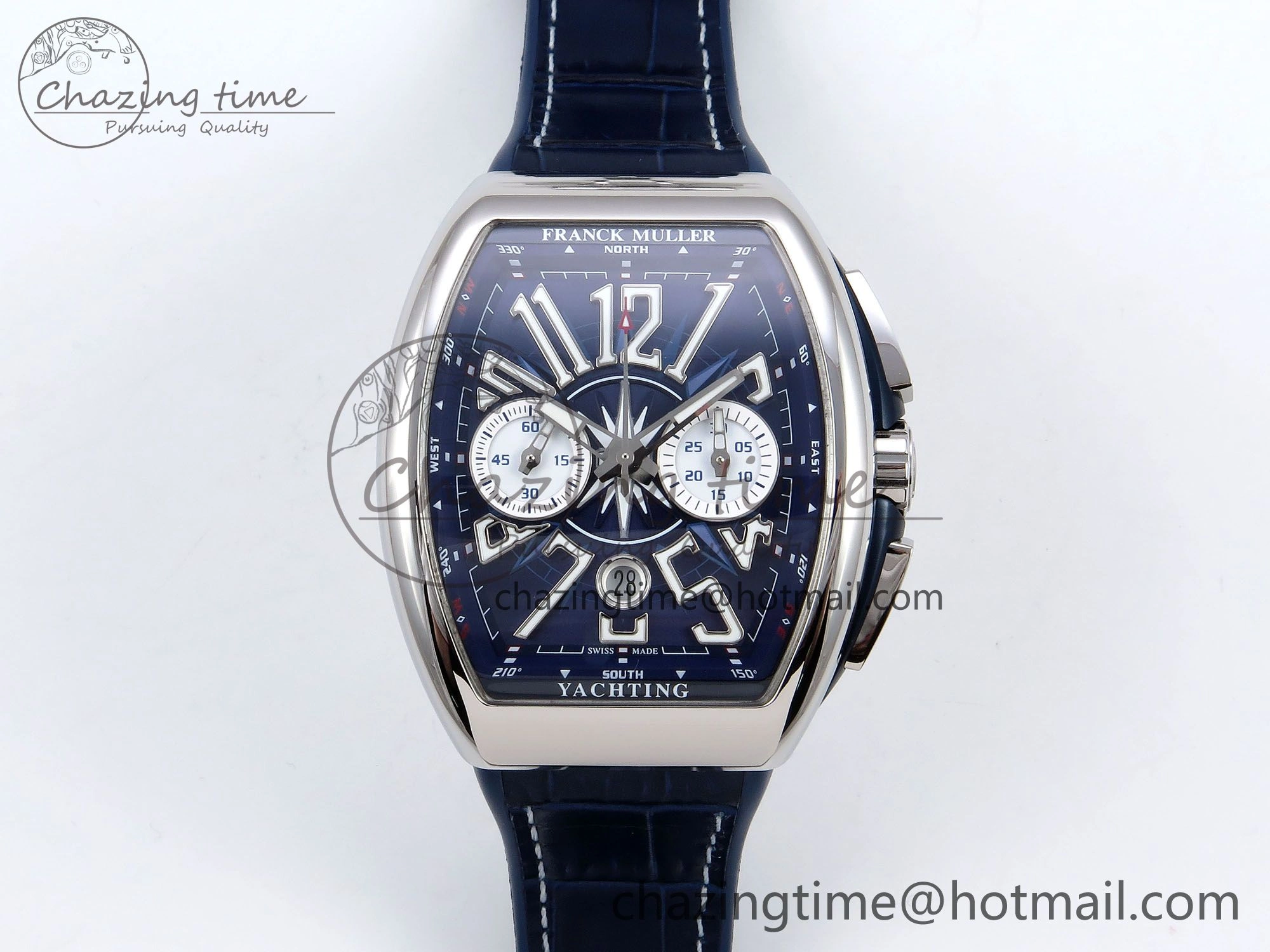 Vanguard Chrono SS ABF 1:1 Best Edition Blue Dial on Blue Leather Strap A7750