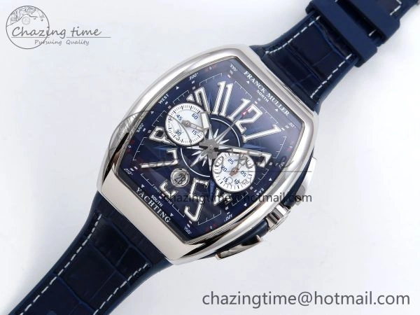 Vanguard Chrono SS ABF 1:1 Best Edition Blue Dial on Blue Leather Strap A7750