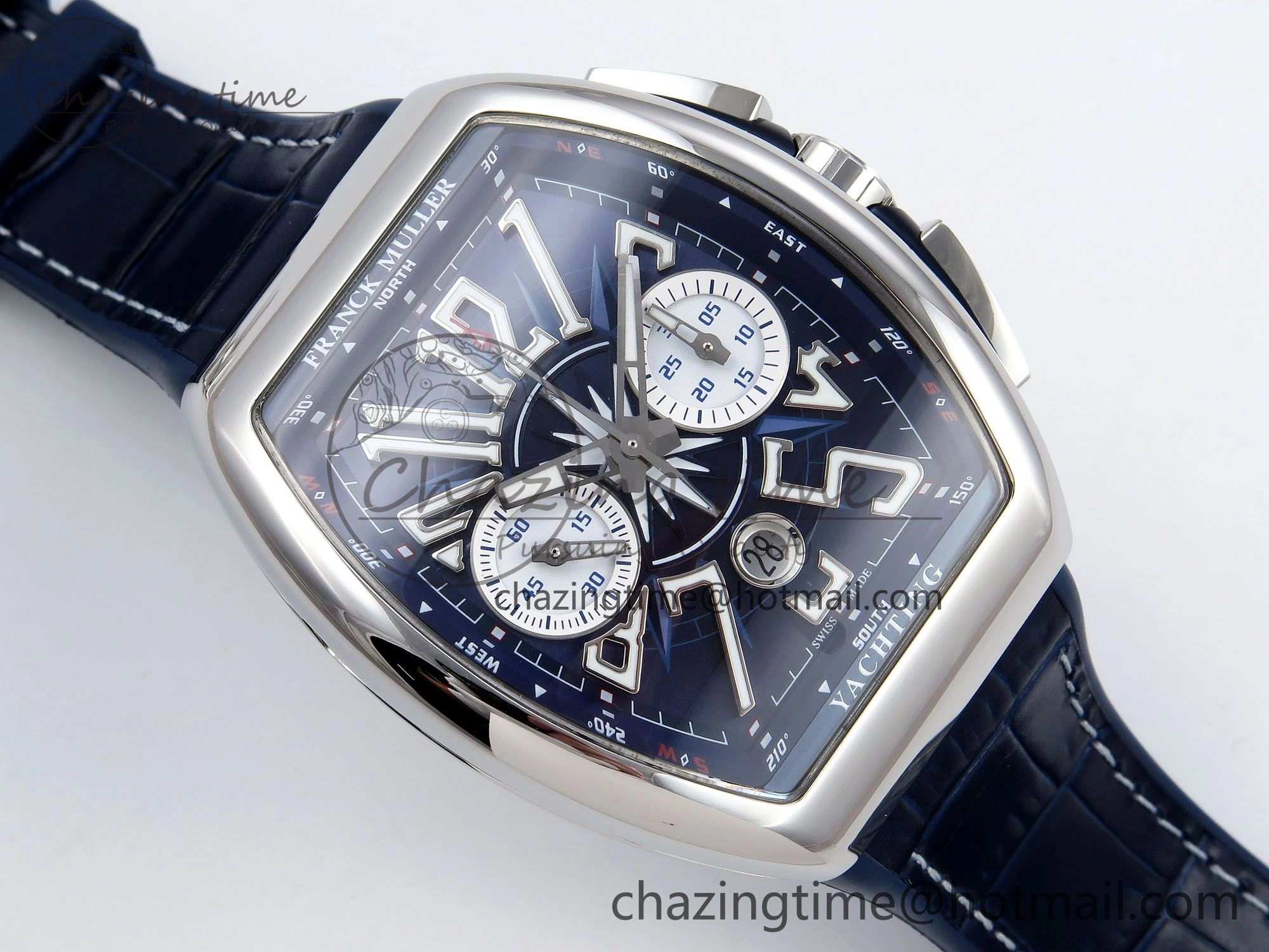 Vanguard Chrono SS ABF 1:1 Best Edition Blue Dial on Blue Leather Strap A7750