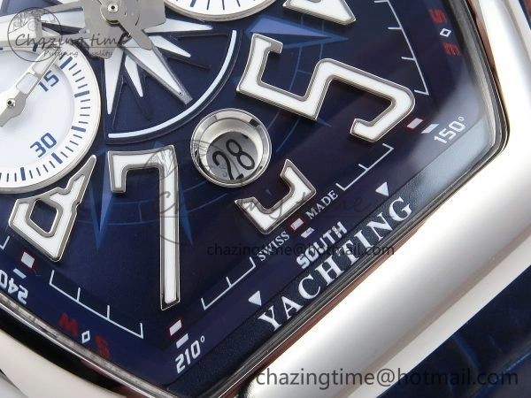 Vanguard Chrono SS ABF 1:1 Best Edition Blue Dial on Blue Leather Strap A7750