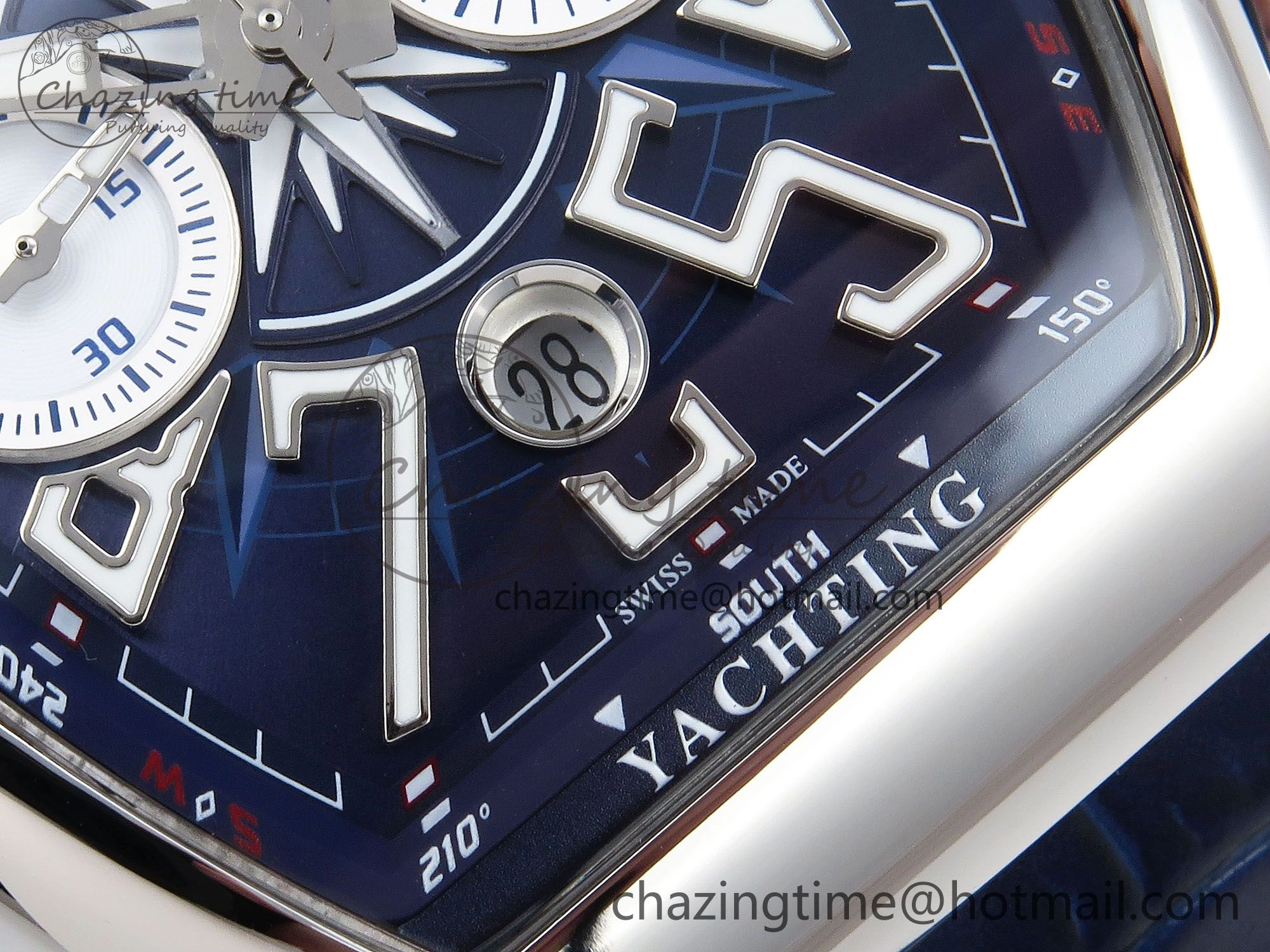Vanguard Chrono SS ABF 1:1 Best Edition Blue Dial on Blue Leather Strap A7750
