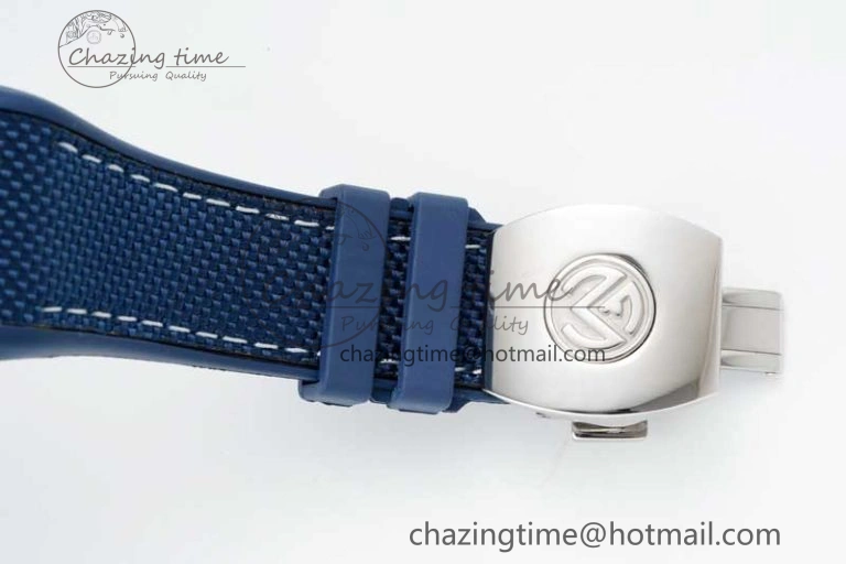 Vanguard Chrono SS ABF 1:1 Best Edition Blue Textured Dial on Blue Nylon Strap A7750