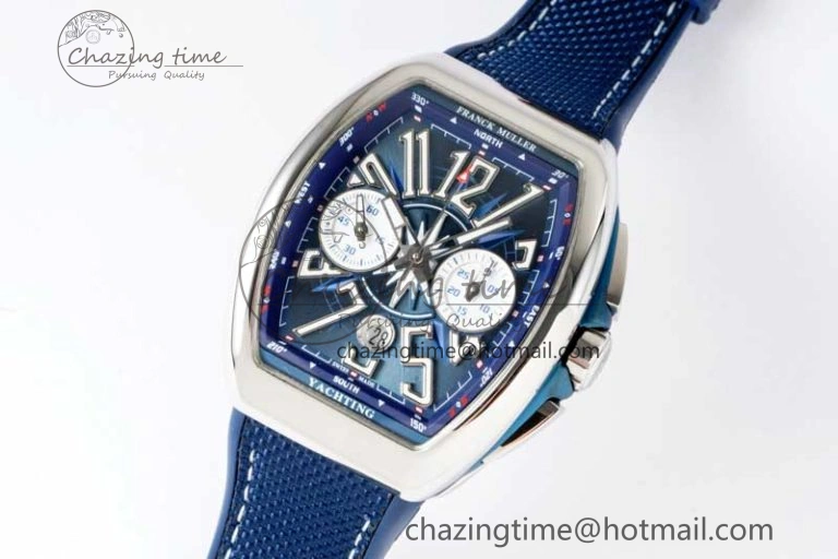 Vanguard Chrono SS ABF 1:1 Best Edition Blue Textured Dial on Blue Nylon Strap A7750