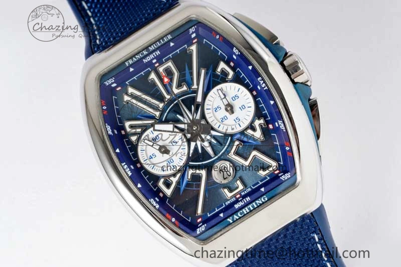 Vanguard Chrono SS ABF 1:1 Best Edition Blue Textured Dial on Blue Nylon Strap A7750