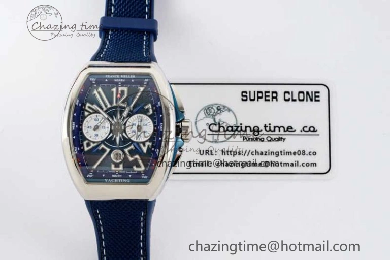 Vanguard Chrono SS ABF 1:1 Best Edition Blue Textured Dial on Blue Nylon Strap A7750