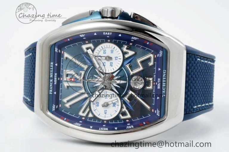 Vanguard Chrono SS ABF 1:1 Best Edition Blue Textured Dial on Blue Nylon Strap A7750