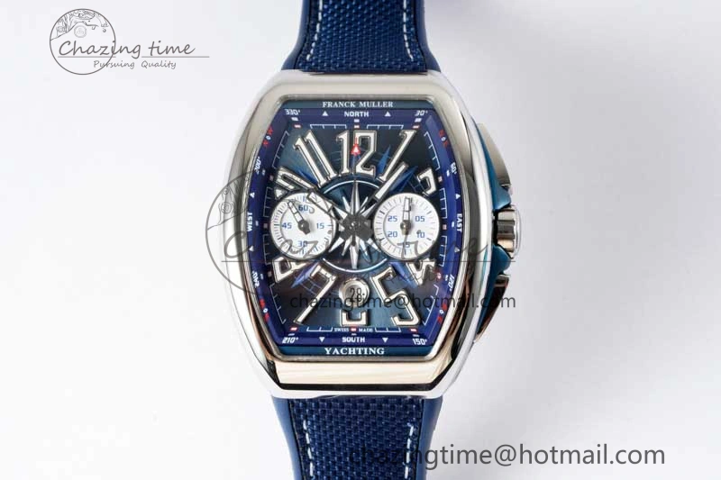 Vanguard Chrono SS ABF 1:1 Best Edition Blue Textured Dial on Blue Nylon Strap A7750