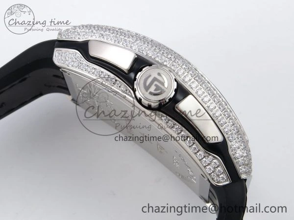 Vanguard Chrono SS Diamonds ABF 1:1 Best Edition Black Dial on Black Leather Strap A7750