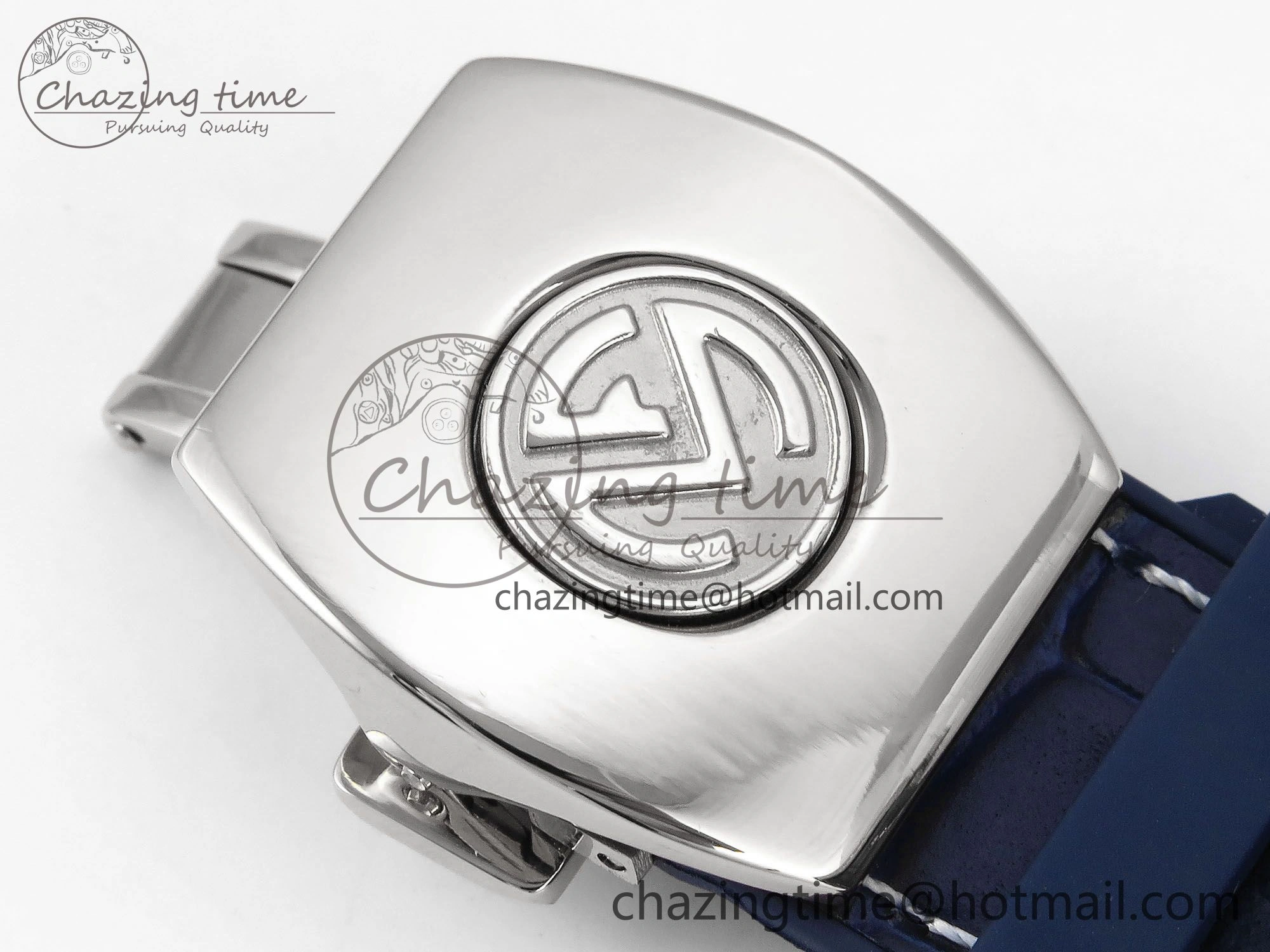 Vanguard Chrono SS Diamonds ABF 1:1 Best Edition Blue Textured Dial on Blue Leather Strap A7750