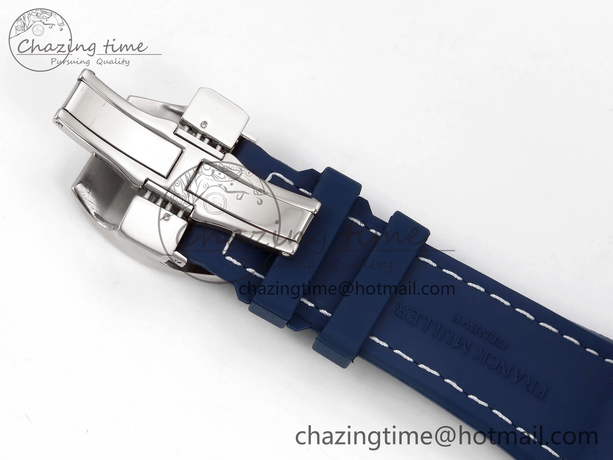 Vanguard Chrono SS Diamonds ABF 1:1 Best Edition Blue Textured Dial on Blue Leather Strap A7750