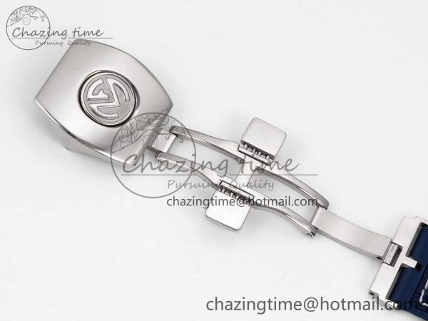 Vanguard Chrono SS Diamonds ABF 1:1 Best Edition Blue Textured Dial on Blue Leather Strap A7750