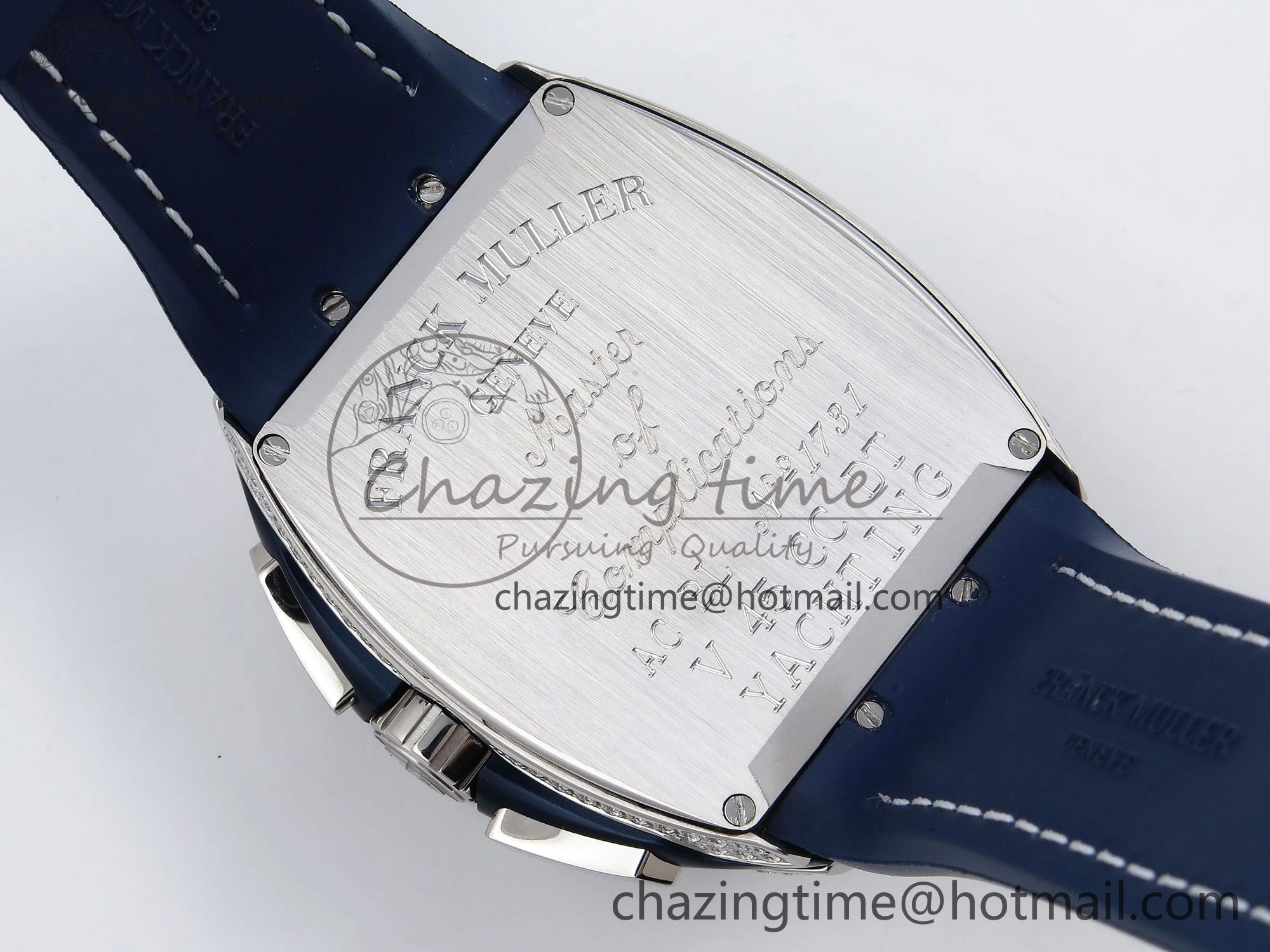 Vanguard Chrono SS Diamonds ABF 1:1 Best Edition Blue Textured Dial on Blue Leather Strap A7750