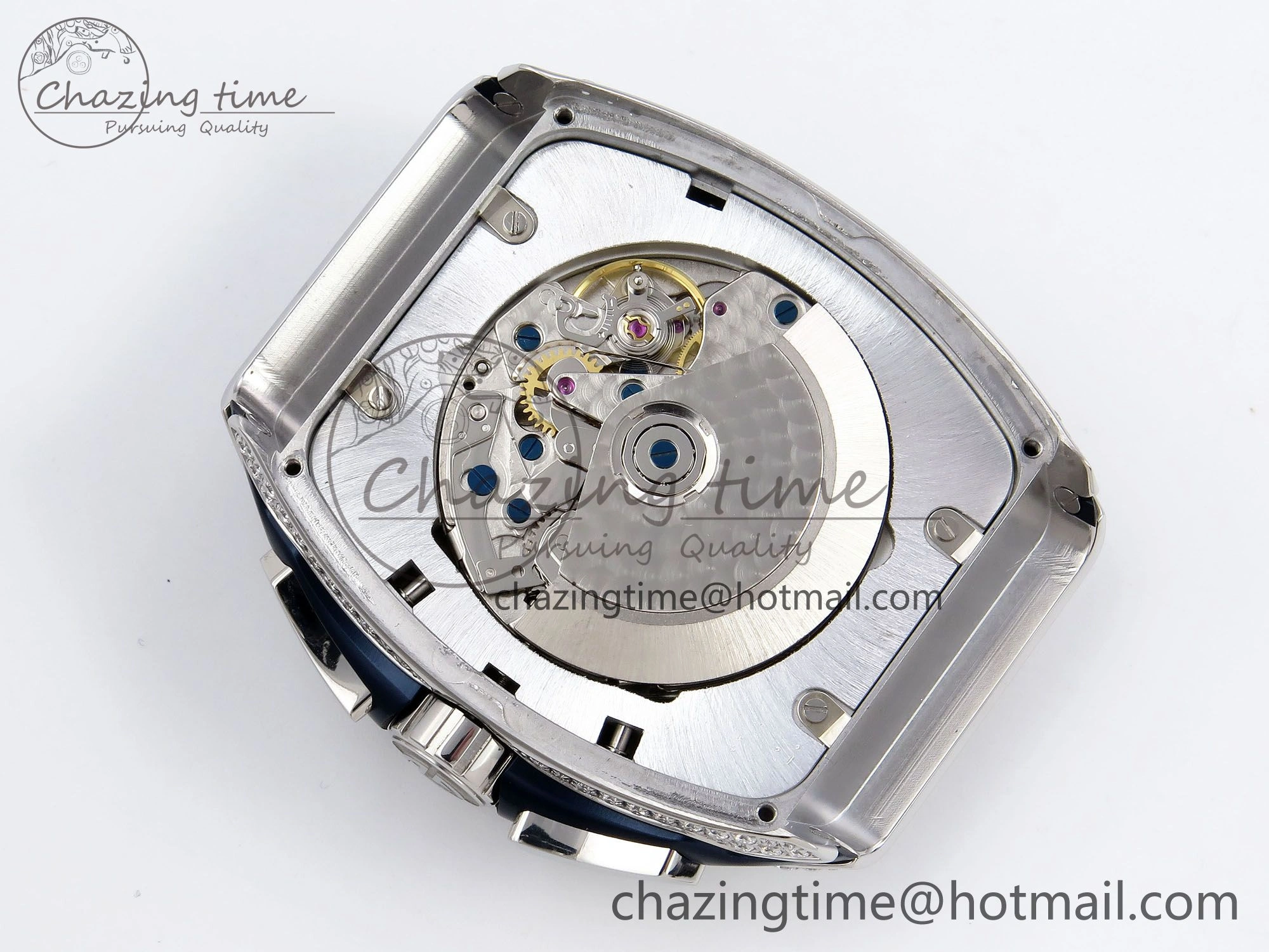 Vanguard Chrono SS Diamonds ABF 1:1 Best Edition Blue Textured Dial on Blue Leather Strap A7750