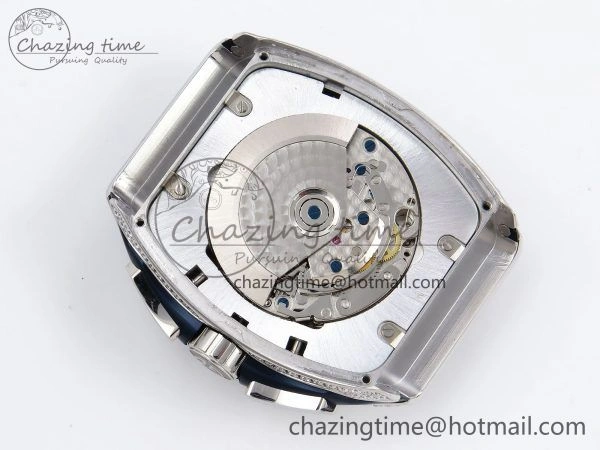 Vanguard Chrono SS Diamonds ABF 1:1 Best Edition Blue Textured Dial on Blue Leather Strap A7750
