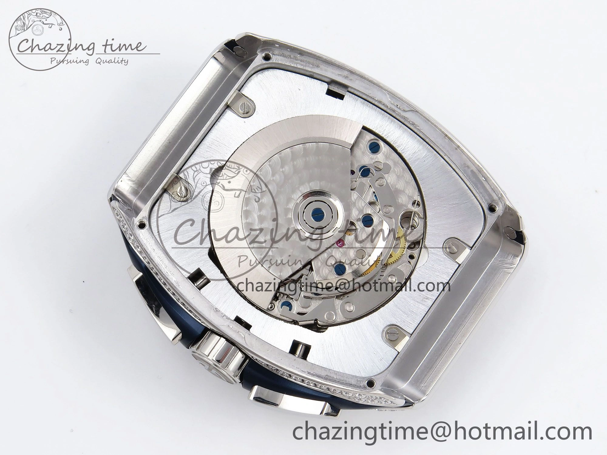 Vanguard Chrono SS Diamonds ABF 1:1 Best Edition Blue Textured Dial on Blue Leather Strap A7750