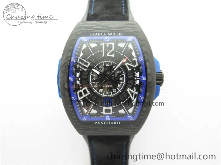 Vanguard Racing Carbon TWF Best Edition Blue Skeleton Dial on Black Rubber Strap NH35A