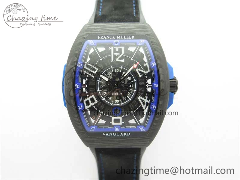 Vanguard Racing Carbon TWF Best Edition Blue Skeleton Dial on Black Rubber Strap NH35A