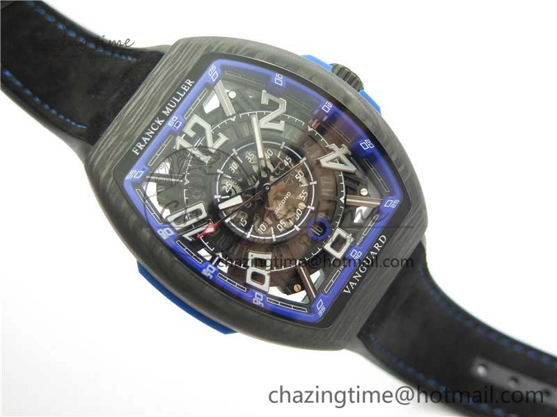 Vanguard Racing Carbon TWF Best Edition Blue Skeleton Dial on Black Rubber Strap NH35A