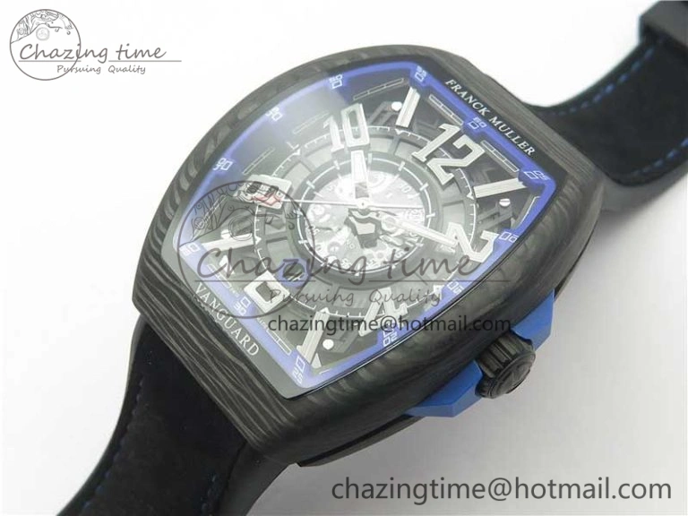 Vanguard Racing Carbon TWF Best Edition Blue Skeleton Dial on Black Rubber Strap NH35A