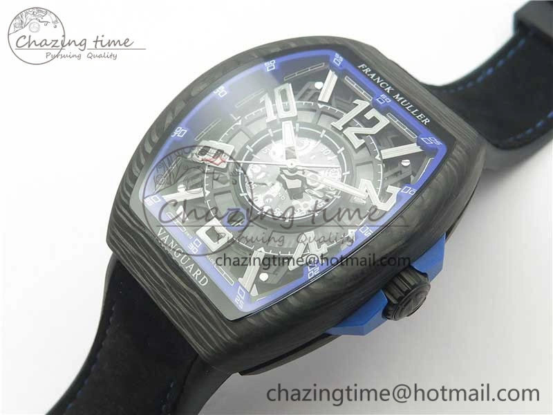 Vanguard Racing Carbon TWF Best Edition Blue Skeleton Dial on Black Rubber Strap NH35A