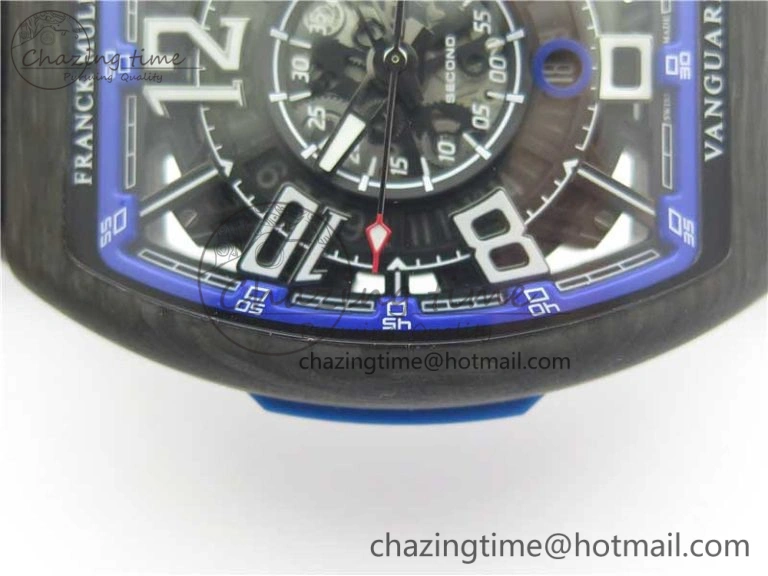 Vanguard Racing Carbon TWF Best Edition Blue Skeleton Dial on Black Rubber Strap NH35A