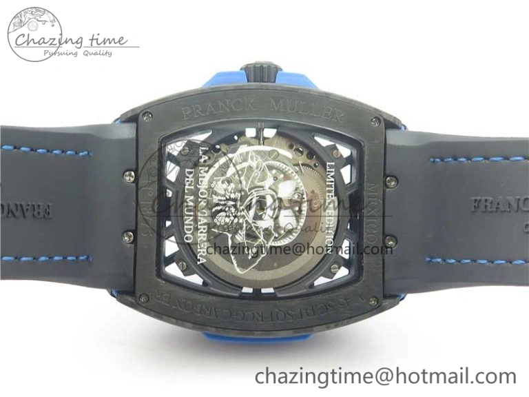 Vanguard Racing Carbon TWF Best Edition Blue Skeleton Dial on Black Rubber Strap NH35A