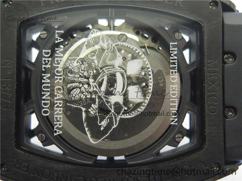 Vanguard Racing Carbon TWF Best Edition Blue Skeleton Dial on Black Rubber Strap NH35A
