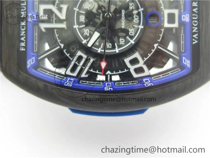 Vanguard Racing Carbon TWF Best Edition Blue Skeleton Dial on Black Rubber Strap NH35A