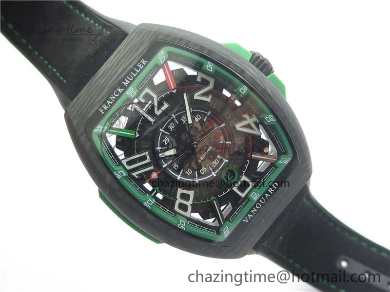 Vanguard Racing Carbon TWF Best Edition Green Skeleton Dial on Black Rubber Strap NH35A