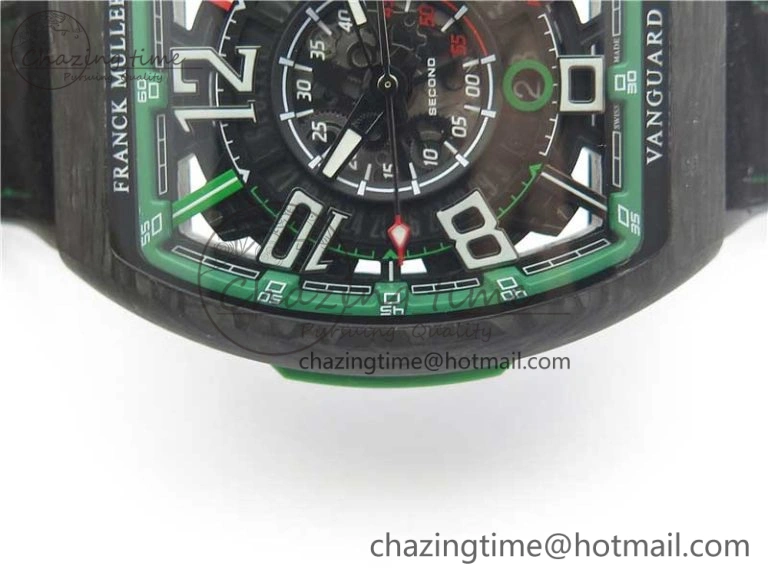 Vanguard Racing Carbon TWF Best Edition Green Skeleton Dial on Black Rubber Strap NH35A