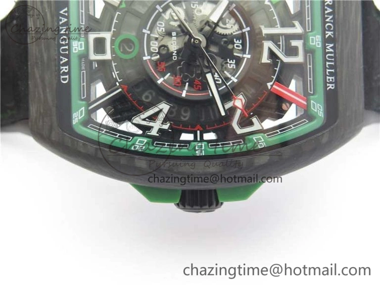 Vanguard Racing Carbon TWF Best Edition Green Skeleton Dial on Black Rubber Strap NH35A