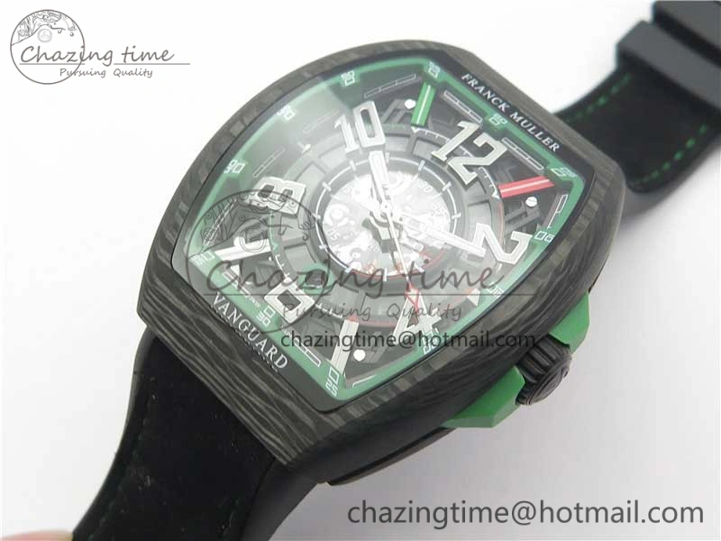 Vanguard Racing Carbon TWF Best Edition Green Skeleton Dial on Black Rubber Strap NH35A