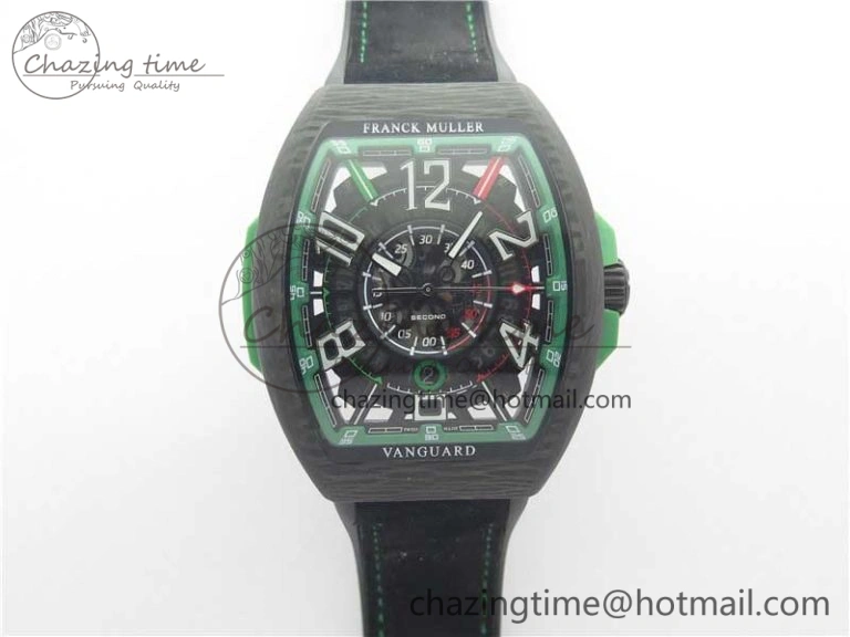 Vanguard Racing Carbon TWF Best Edition Green Skeleton Dial on Black Rubber Strap NH35A