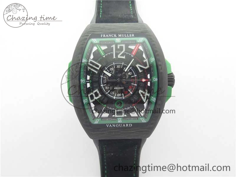 Vanguard Racing Carbon TWF Best Edition Green Skeleton Dial on Black Rubber Strap NH35A