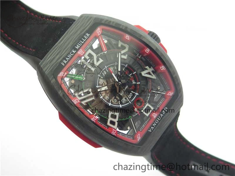 Vanguard Racing Carbon TWF Best Edition Red Skeleton Dial on Black Rubber Strap NH35A